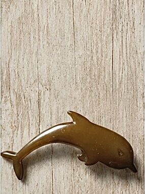 Vintage  Dolphin Brooch • Amber Brown• Modern Art to Wear•  B+D Denmark